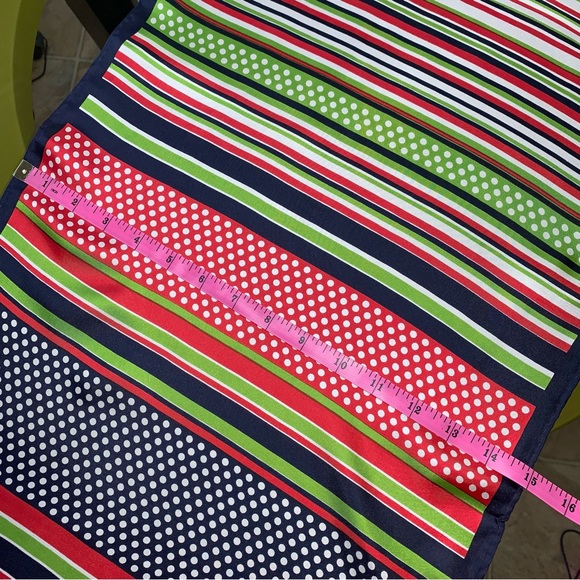 Vintage Echo 100% Pure Silk Striped Polkadot Scarf 45” x 15” - Picture 15 of 17